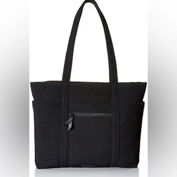 Vera Bradley Original Black Microfiber Quilted Tote Bag - Picture 4 of 7